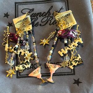 Lunch At The Ritz HAPPY NEW YEAR clip Earrings!!